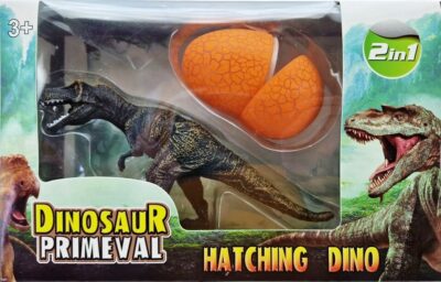 Dinosaurus s vajíčkom 2v1Tyranosaurus s vajíčkom v ktorom sa skrýva malý dinosaurík. Veľkosť dospelého dinosaura: 12
