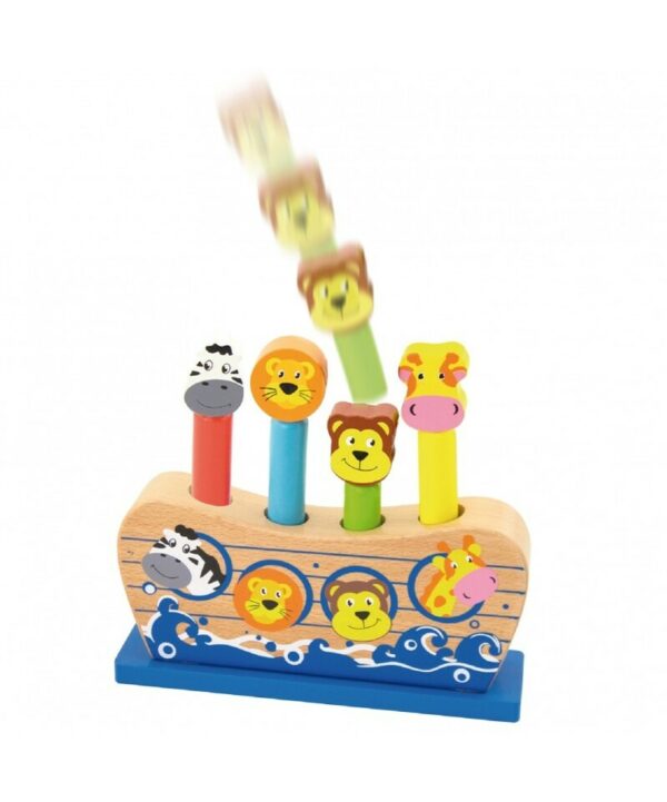 Viga Drevená hra Noemova archaDrevené skákacie zvieratká povzbudia každé dieťa k hre. Podporuje a zlepšuje koordináciu očí a rúk. Po zatlačení hlavy zvieratka