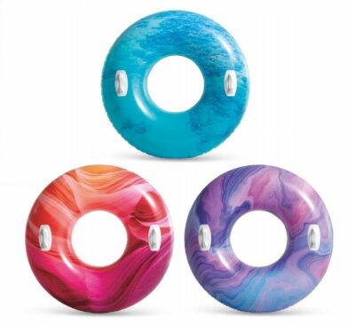Intex 56267 Koleso nafukovacie s držadlami 114cmNafukovací plávací kruh s priemerom 114 cm. Kruh má dve pevné držadlá. Vhodné pre deti od 9 rokov.Maximálna nosnosť 80Kg3 farby : fialová