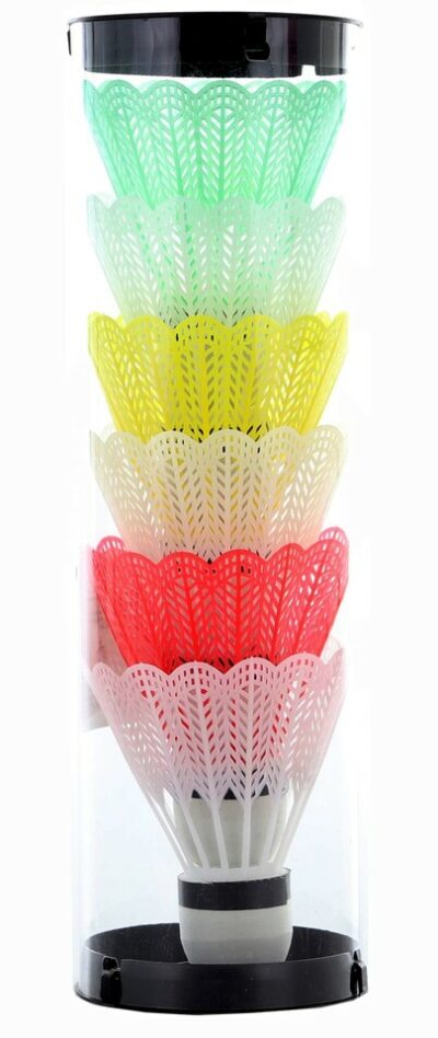 Farebné košíky na badminton 6 ksBadmintonové farebné košíky sú určené na rekreačnú hru. Nie sú hračkou a slúžia na športové účely.Balenie: 6 ks