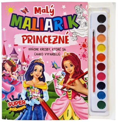 Malý maliarik princezné omaľovánka so štetcom a farbamiKrásne kresby