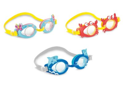 Intex 55610 Detské plavecké okuliare 3+Zábavné detské okuliare s motívmi zvieratiek. Oceníte najme v bazénoch s obsahom chlóru.S priehľadnými bezpečnostnými šošovkami.Tvarované košíčky zabezpečia dokonalú tesnosť.Upraviteľný remienok zaručí pohodlie. Vhodné pre deti 3-8 rokovBezpečnostné šošovky s UV ochranouHypoalergénny materiál
