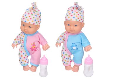 Bábätko 22 cm s doplnkamiMalé bábätko oblečené v bodynku s čiapočkou je vhodné pre malé dievčatá