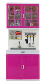 Moja moderná kuchyňa skrinka s drezomRužový plastový kuchynský nábytok pre bábiky