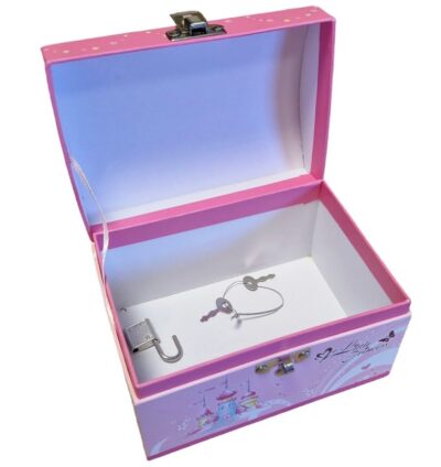 5 cmVyrobená z pevného kartónu2x kľúčik so zámkomFarba: bledo ružová s motívom princeznej
