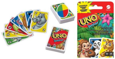 Karty UNO Junior SafariTúto zjednodušenú kartovú hru UNO pre mladších hráčov možno hrať s niekoľkými úrovňami obtiažnosti