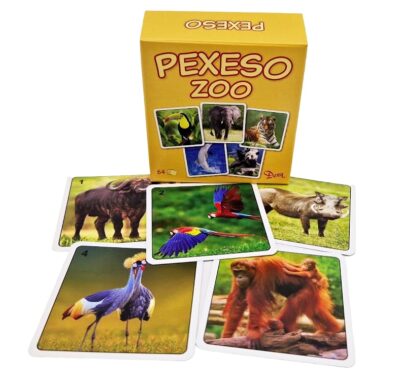 Pexeso ZOO v krabičke 32 dvojícPexeso je jednou z najznámejších a najobľúbenejších detských hier. Deti si pri hre precvičujú pamäť