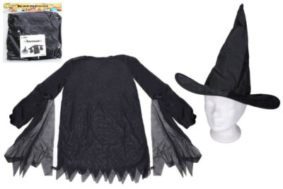 Karnevalová sada ČarodejnicaKarnevalová sada čarodejnica so šatami a klobúkom je vhodná na karneval alebo halloweenskú párty.  Obsahuje: šaty