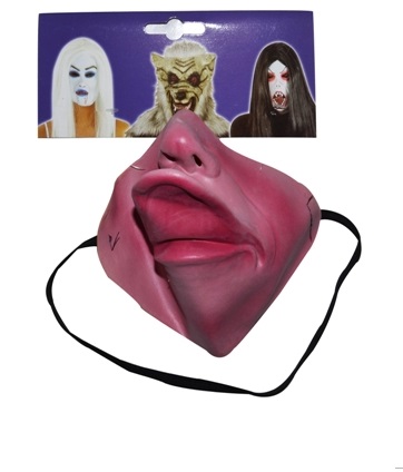 Maska KarnevalStrašidelná gumená maska s polky tváre na karneval