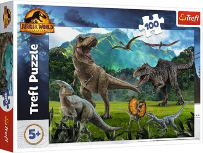 Puzzle Jurský svet Nadvláda 100 dielikovPuzzle s obrázkovým motívom populárneho sveta Jurassic World. Poskladaním puzzle vznikne obrázok s rozmermi 410 x 275 mmVhodné pre deti od 5 rokovObsahujú 100 dielikov