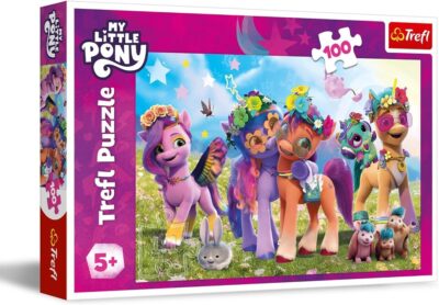 Puzzle Zábavné poníky 100 dielikovRozprávkové puzzle s obrázkovým motívom populárneho sveta My Little Pony. Poskladaním puzzle vznikne obrázok s rozmermi 410 x 275 mmVhodné pre deti od 5 rokovObsahujú 100 dielikov