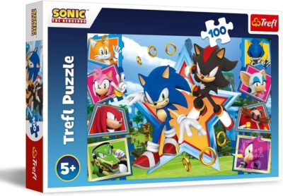 Puzzle Zoznámte sa so Sonicom SEGA Sonic The HeadgehogRozprávkové puzzle s obrázkovým motívom populárneho sveta Sonic. Poskladaním puzzle vznikne obrázok s rozmermi 410 x 275 mmVhodné pre deti od 5 rokovObsahujú 100 dielikov