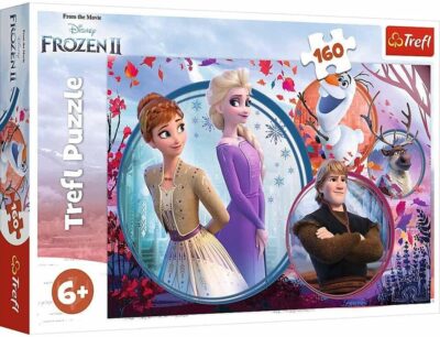 Puzzle Disney Frozen 2 160 dielikovJedninečné rozprávkové puzzle s obrázkovým motívom populárneho sveta Frozen 2. Poskladaním puzzle vznikne obrázok s rozmermi 410 x 275 mmVhodné pre deti od 6 rokovObsahujú 160 dielikov