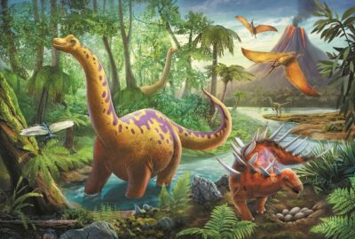 Puzzle Dinosaury na cestách 60 dielikovJedninečné rozprávkové puzzle s obrázkovým motívom. Poskladaním puzzle vznikne obrázok s rozmermi 33 x 22 mmVhodné pre deti od 4 rokovObsahujú 60 dielikov