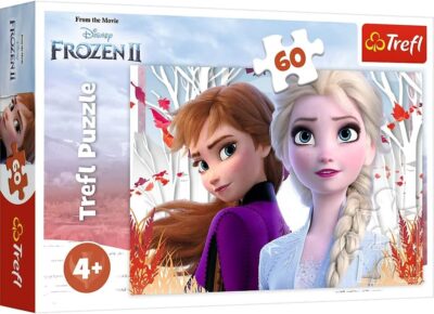 Trefl Frozen II puzzle kúzelný svet Anny a Elsy 60 dielikovJedninečné rozprávkové puzzle s obrázkovým motívom. Poskladaním puzzle vznikne obrázok s rozmermi 33 x 22 mmVhodné pre deti od 4 rokovObsahujú 60 dielikov