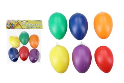 Veľkonočné vajíčka plastové 6cm/6ksKrásne veľkonočné vajíčka vám navodia tu správnu sviatočnú atmosféru. Vajíčka sú plastové a na zavesenie. Balenie: 6 ks mix fariebVeľkosť: 6 x 4 cm