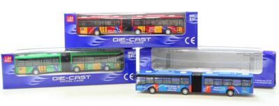 Autobus kovový kĺbový 1:64 Dĺžka autobusu je 18 cmFarebné prevedenie: červená
