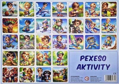 Pexeso aktivity chlapci 32 dvojicPexeso je jednou z najznámejších a najobľúbenejších detských hier. Deti si pri hre precvičujú pamäť