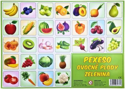 Pexeso ovocné plody a zelenina 32 dvojicPexeso je jednou z najznámejších a najobľúbenejších detských hier. Deti si pri hre precvičujú pamäť