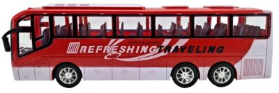 Autobus Traveling na zotrvačník červenýPlastový autobus so zotrvačníkom